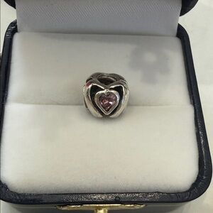 Chamilia Sterling Silver Heart Charm with Pink Stones